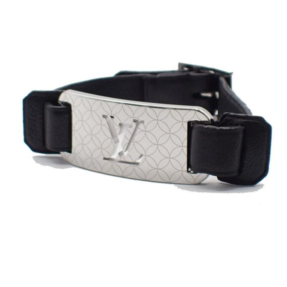 LOUIS VUITTON Champs Elysees Bracelet Leather Black Silver - Picture 1 of 13